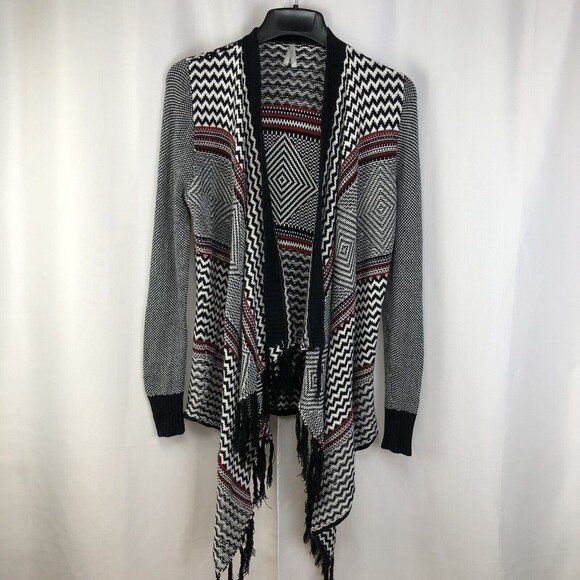 Vanity Womens Medium Open Front Long Sleeve Holyday Cardigan Sweater Fringe M - Picture 1 of 10